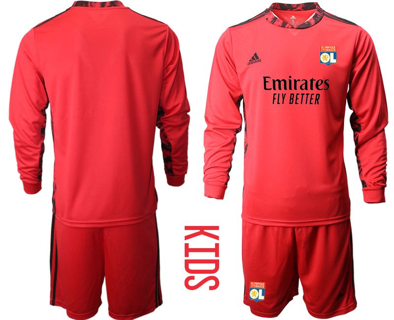 Youth 2020-2021 club Olympique Lyonnais red goalkeeper long sleeve Soccer Jerseys->other club jersey->Soccer Club Jersey